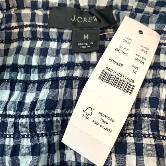 NWT J. Crew Black Gingham Smocked Halter Top - Picture 7 of 7